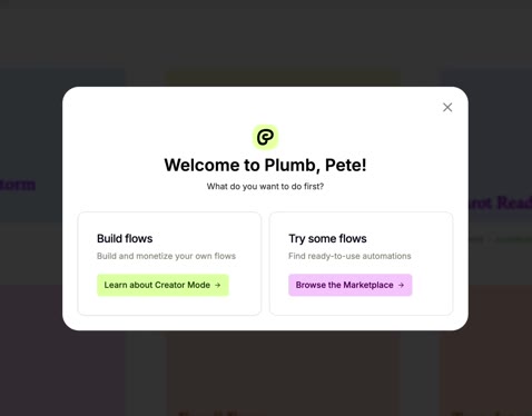 Plumb - An onboarding dialog that smoothly transitions between dialog states to reduce visual churn. A fancy "Enable Creator Mode" button triggers a burst of emojis using a custom particle animation component.