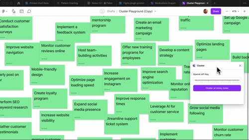 Side Quest - A FigJam and Figma plugin for clustering sticky notes using vector embeddings. Shipped a year before Figma's built-in AI features. Has a fun loading animation where stickies dance into cluster formations during processing. Open-source: [GitHub](https://github.com/petekp/cluster-figma-plugin).